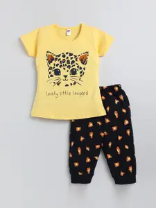 Nottie Planet Girls Graphic Printed Pure Cotton Night Suit