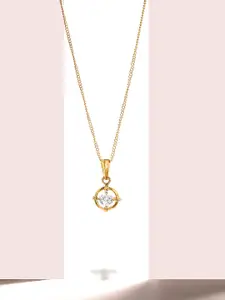 Rubans 18KT Gold-Plated Solitaire Zircon Studded Pendant Necklace.
