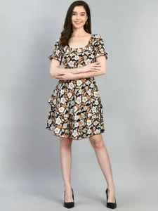 PRETTY LOVING THING Square Neck Floral Printed Layered A-Line Dress
