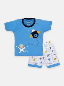 Nottie Planet Boys Printed T-shirt with Shorts