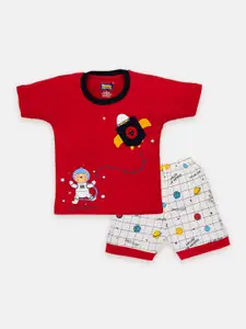 Nottie Planet Boys Printed T-shirt with Shorts