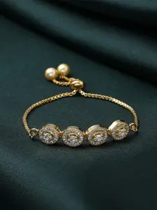 VIRAASI Women Gold-Plated American Diamond Link Bracelet