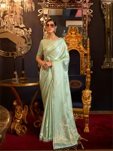 Mitera Ethnic Motifs Woven Design Zari Silk Blend Saree