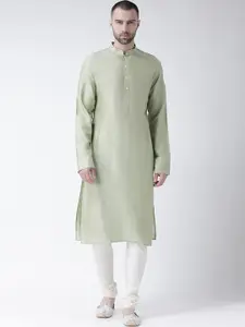 KISAH Mandarin Collar Straight Kurta With Churidar Set