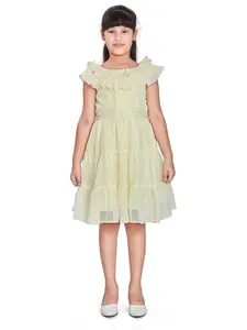 Peppermint Girls Flutter Sleeve Satin Fit & Flare Dress