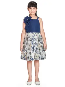 Peppermint Girls Shoulder Straps Floral Printed Fit & Flare Dress