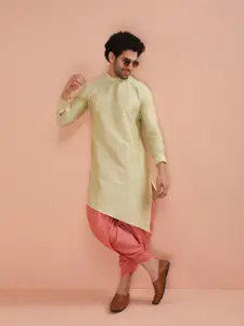 KISAH Men Regular Fit Solid Asymmetric Kurta Dhoti Set