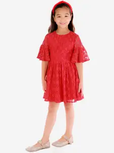 KidsDew Girls Bell Sleeve Lace Fit & Flare Dress