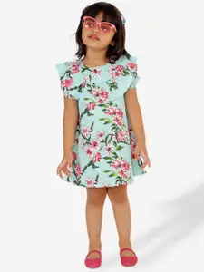KidsDew Kids Floral Printed Ruffled Pure Cotton A-Line Dress