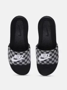 Nike Men Brand Logo Print & Checked Victori One Sliders