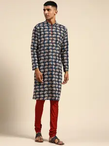 KISAH Ethnic Motifs Printed Mandarin Collar Kurta