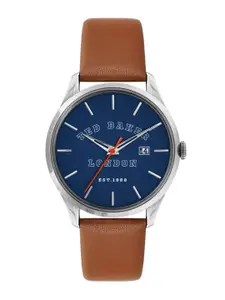 Ted Baker Men Round Dial & Leather Straps Reset Time Analogue Watch BKPLTF2079I