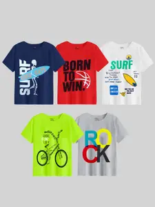 KUCHIPOO Boys Pack Of 5 Printed T-shirts
