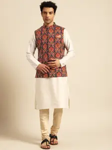 KISAH Mandarin Collar Kurta with Churidar & Nehru Jacket