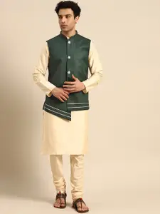 KISAH Mandarin Collar Kurta with Churidar & Nehru Jacket
