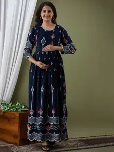 Mialo fashion Ethnic Motifs Printed Cotton Feeding Maternity Ethnic Dress