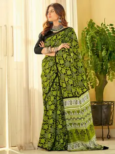 Saree mall Floral Printed Art Silk Dabu Sarees