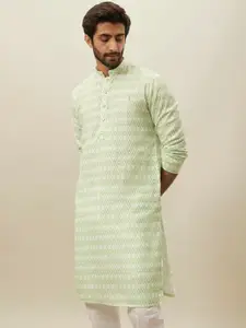 Manyavar Mandarin Collar Ethnic Motifs Printed Kurta