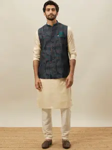Manyavar Printed Mandarin Collar Nehru Jacket