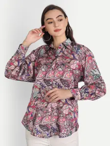 Jilmil Printed Bell Sleeve Cotton Shirt Style Top