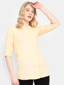 V-Mart Self Design Mandarin Collar Cotton Top