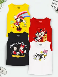 YK Disney Girls Pack Of 4 Minnie & Daisy Printed Cotton T-shirt