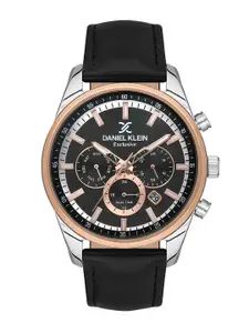 Daniel Klein Men Leather Straps Analogue Multi Function Watch DK 1 13350-3