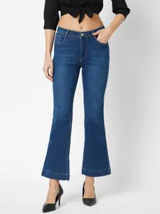 Kraus Jeans Women Flared Mid-Rise Light Fade Jeans