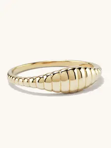 PALMONAS 18K Gold-Plated Vintage Ribbed Dome Finger Ring