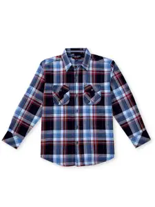 Gini and Jony Boys Tartan Checked Spread Collar Long Sleeves Cotton Casual Shirt
