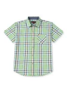 Gini and Jony Boys Checked Spread Collar Cotton Casual Shirt