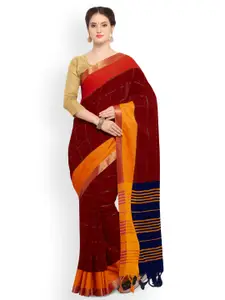 Saree mall Maroon Checked Silk Blend Saree