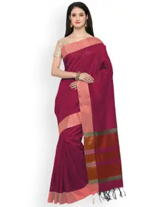 Saree mall Magenta Art Silk Solid Bhagalpuri Saree