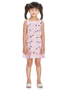 Peppermint Girls Polka Dot Printed Accordion Pleats A-Line Dress With Belt