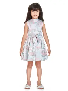 Peppermint Girls Abstract Printed Bow Detail Fit & Flare Dress
