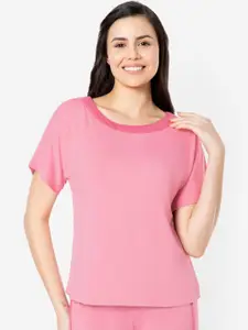 Amante Solid Half Sleeves Round Neck Lounge Tshirt