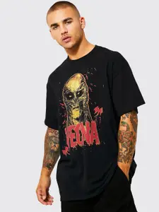 boohooMAN Oversized Drop-Shoulder Sleeves Stranger Things Print Pure Cotton T-shirt