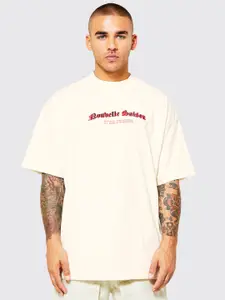 boohooMAN Typography Embroidered Pure Cotton Oversized Heavyweight T-shirt