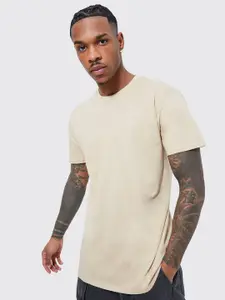 boohooMAN Men Cream-Coloured Typography Printed Pure Cotton T-shirt