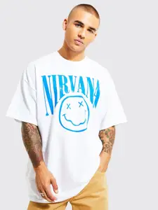 boohooMAN Oversized Nirvana Printed Pure Cotton T-shirt