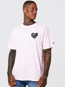 boohooMAN Men Oversized Love Logo Drop-Shoulder Sleeves T-shirt