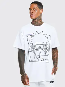 boohooMAN Naruto Printed Drop-Shoulder Sleeves Pure Cotton Oversized T-shirt