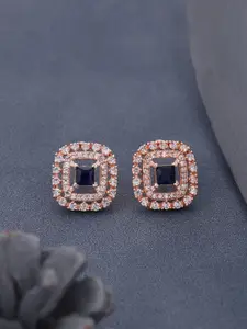 Vita Bella Rose Gold-Plated American Diamond Studded Studs Earrings