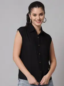 Funday Fashion Spread Collar Sleeveless Casual Shirt