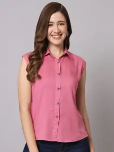 Funday Fashion Spread Collar Sleeveless Casual Shirt