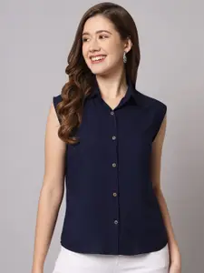 Funday Fashion Spread Collar Sleeveless Casual Shirt