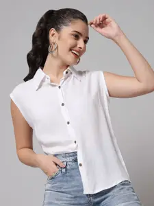 Funday Fashion Spread Collar Sleeveless Casual Shirt