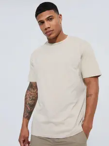 boohooMAN Oversized Drop-Shoulder Sleeves Pure Cotton T-shirt With Printed Back