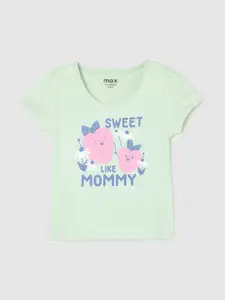 max Infant Girls Typography Printed Pure Cotton T-shirt