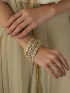 Fida Set Of 13 Gold-Plated Stone Studded Bangles